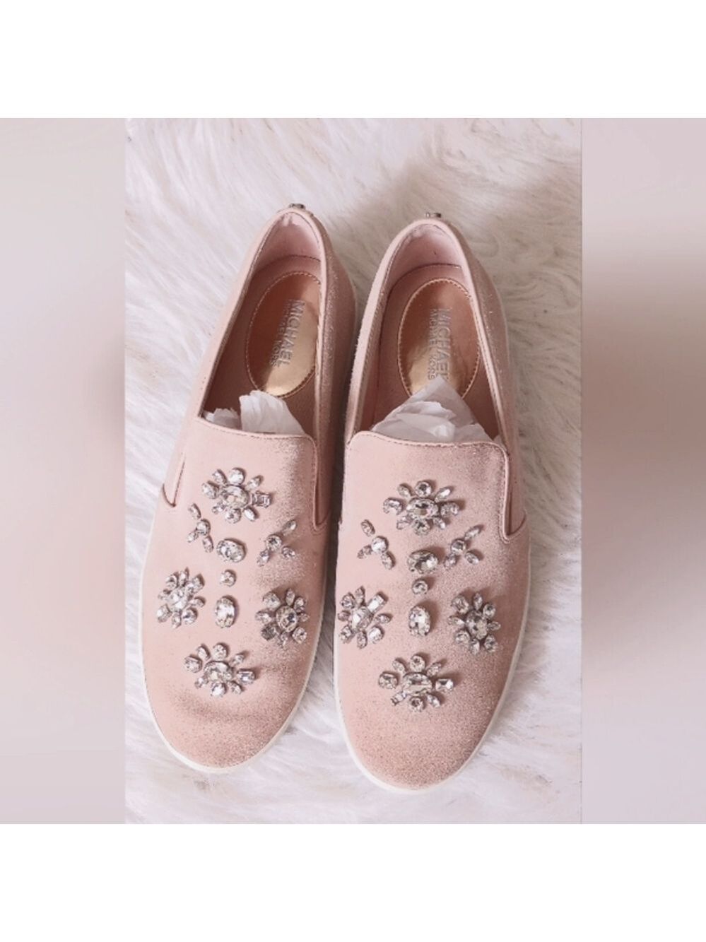 Michael Kors Keaton Rhinestone embellished slide-on Sneakers. Size 9. - Picture 3 of 14